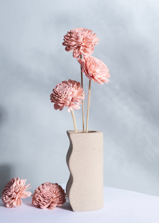 Rosé Blush Wood Flowers On Stem Set