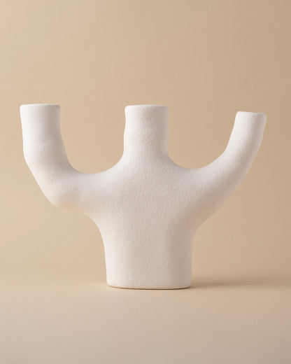 Waj Classic Handcrafted Textured Ceramic Vase (White)