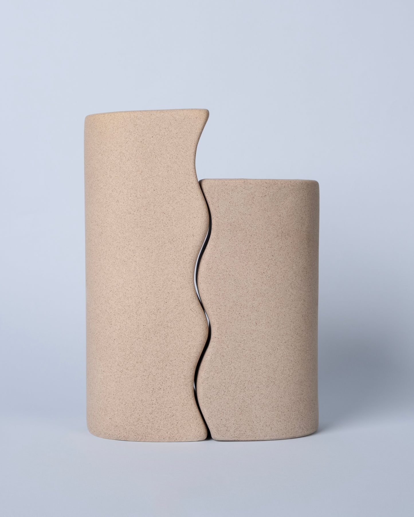 Couple Bonding Modern Art Ceramic Vase Set (2-Piece, Beige)