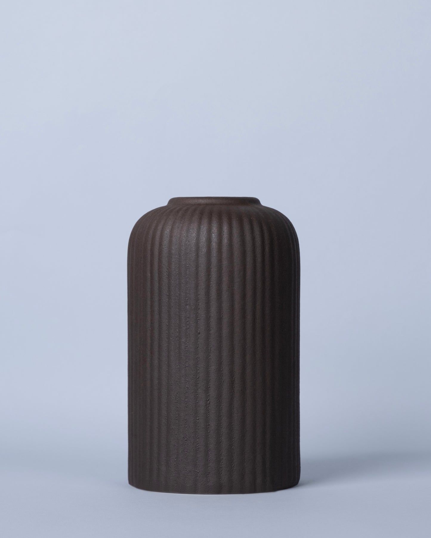 Ribbed Earthy Texture Matte Finish Vase Set (3-Piece, Brown)