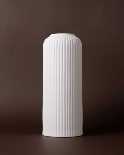 Ribbed Serenity Handcrafted Textured Vase Set (3-Piece, White)