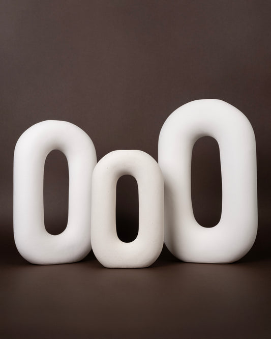 Polo Oval Contemporary Elegance Vase Set (3-Piece, White)